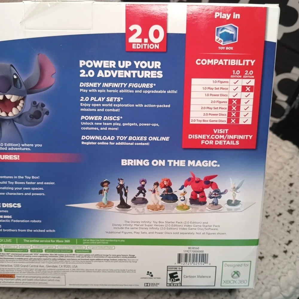 NIB Xbox 360 Disney INFINITY Toy Box Starter Pack 2.0‎ Edition Stitch & Merida